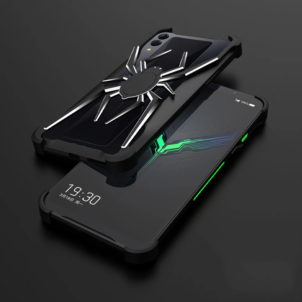 Стильный металлический чехол с пауком для Black Shark 2, роскошный тонкий жесткий алюминиевый металлический бампер, чехол Xiaomi Black Shark 2 Pro - Цвет: Plated Black