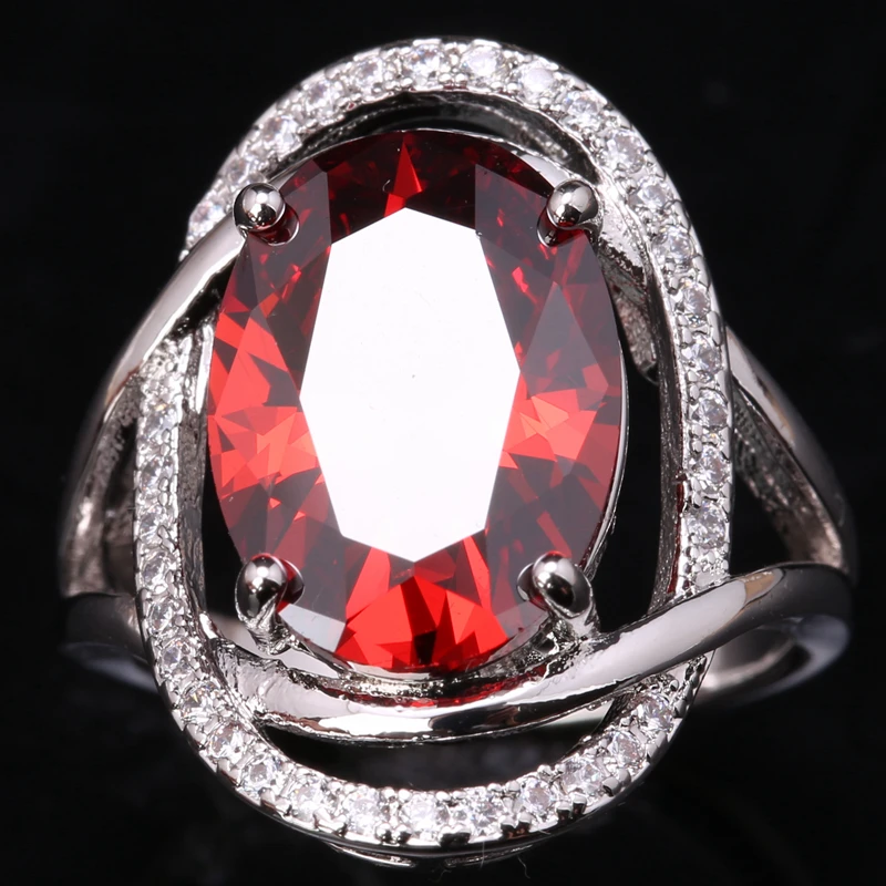 Драгоценные Oxblood красный гранат стерлингового серебра 925 Для женщин Модные