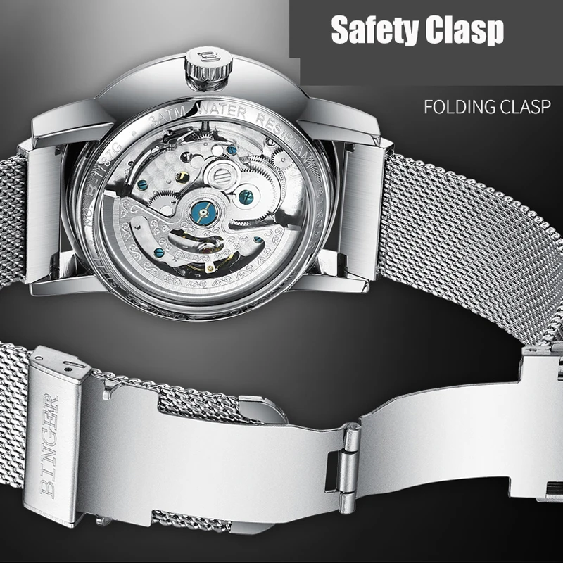 Швейцарские мужские часы BINGER Топ бренд класса люкс автоматические механические
