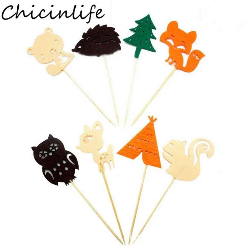 Chicinlife 8 шт. лесной Лес Животные кекс Топпер С Днем Рождения Вечеринка Детский душ