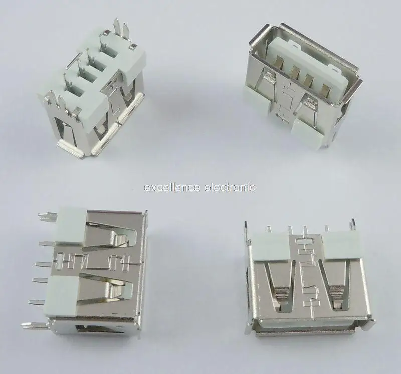 50 шт. USB 2,0 гнездовой Тип 4 контактный разъем печатной платы 180 градусов DIY