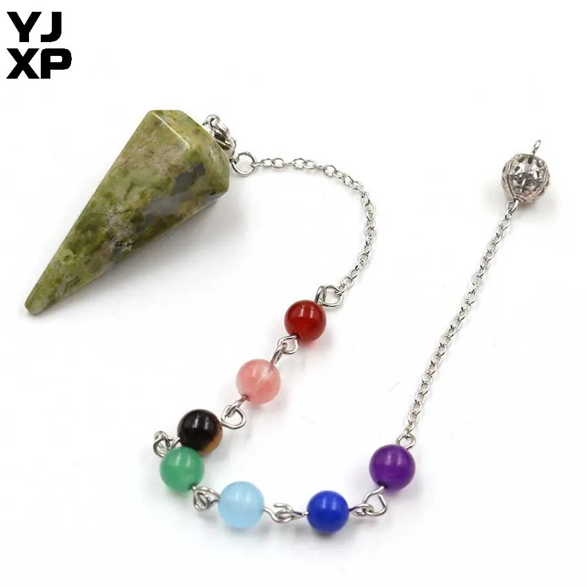 YJXP Посеребренная звеньевая цепочка 7 бусин чакра рейки подвеска в виде каменного