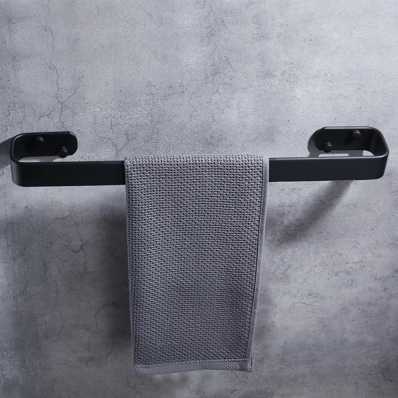 towel bar black space aluminum wall mounted single washroom towel rack hanging holder accessories bathroom towel holder square free global shipping