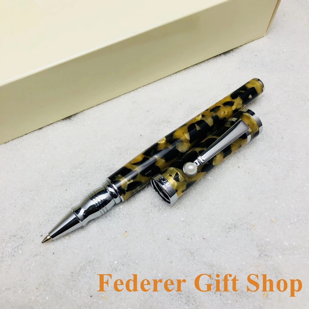 

New Pen Fuliwen F37 Acrylic Roller Ball Pen High Quality Acrylic Case and Pearl folder Clip Gift Ball Pen