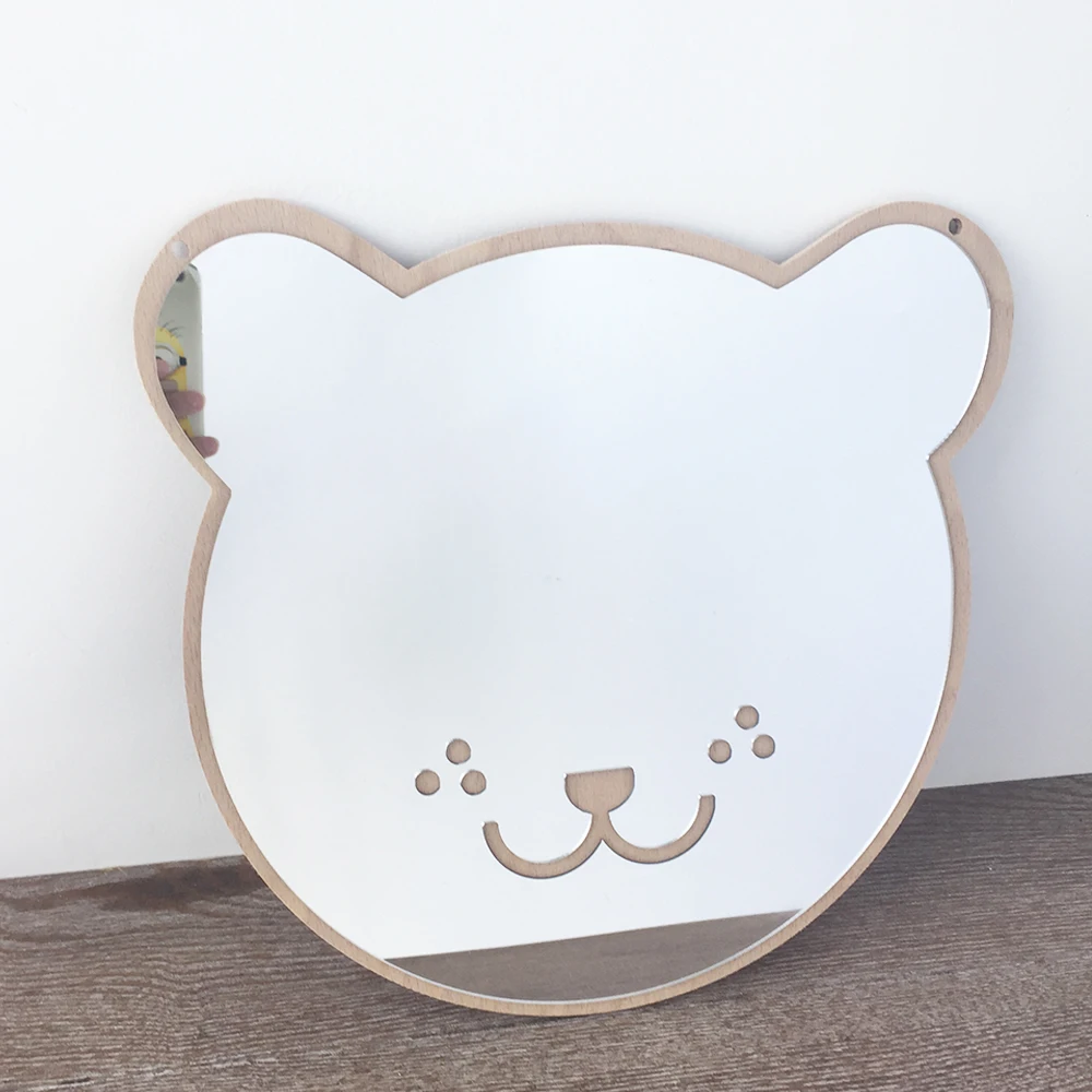 

25*25cm Decoration Mirror 9.8x9.8 inch Cartoon Cute Bear Head Shape Paste Wall Decor Mirror For Baby Room Fashion Wall Mirror