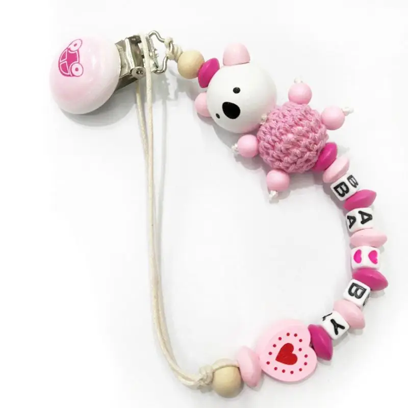 

NEW Koala Baby Pacifier Chain Clip Letter Anti-fall Newborn Dummy Pacifier Clip Holder Infant Nipple Feeding