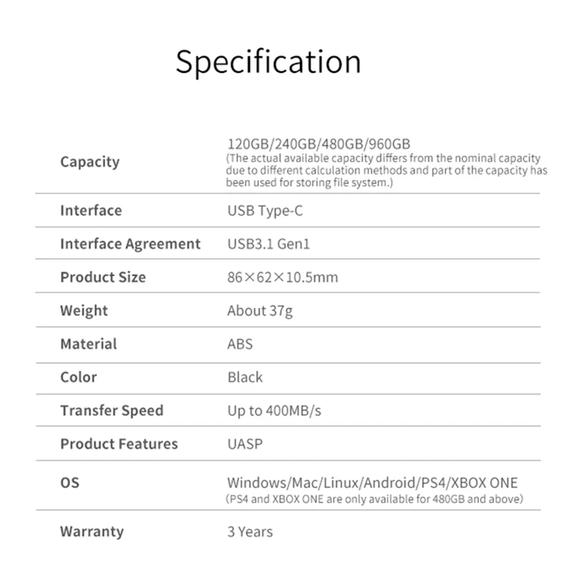Портативный твердотельный накопитель Netac Z6 type C USB 3 1 максимальная скорость записи