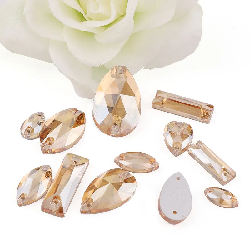 36 шт. цвета шампанского Смешанная форма смешанный размер пришить на Стразы Flatback