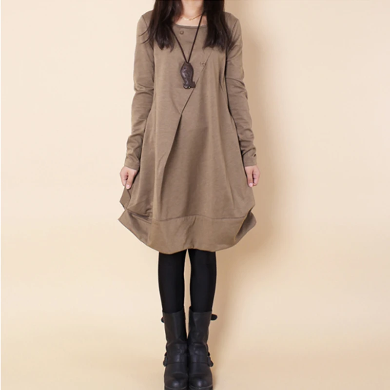 Платье Wniter женское Осеннее повседневное плиссированное а силуэта с длинным