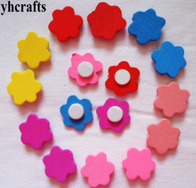 

100PCS/LOT,Mix color flower star heart wood stickers Cheapest crafts for children Activity items Creative family fun Wholesale