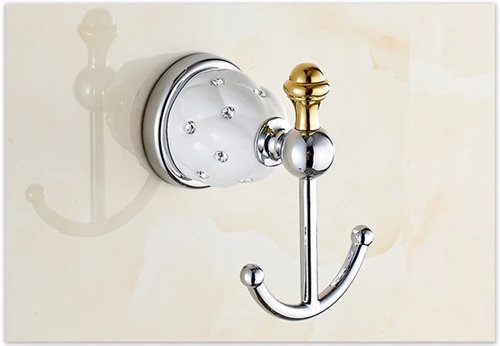 Robe Hook Современные Блестящие аксессуары для ванной, хромированная отделка, стойка для туалетной бумаги, вешалка для полотенец, полка, держатель для щетки, настенное крепление, набор аксессуаров для ванной комнаты - Цвет: Robe Hook