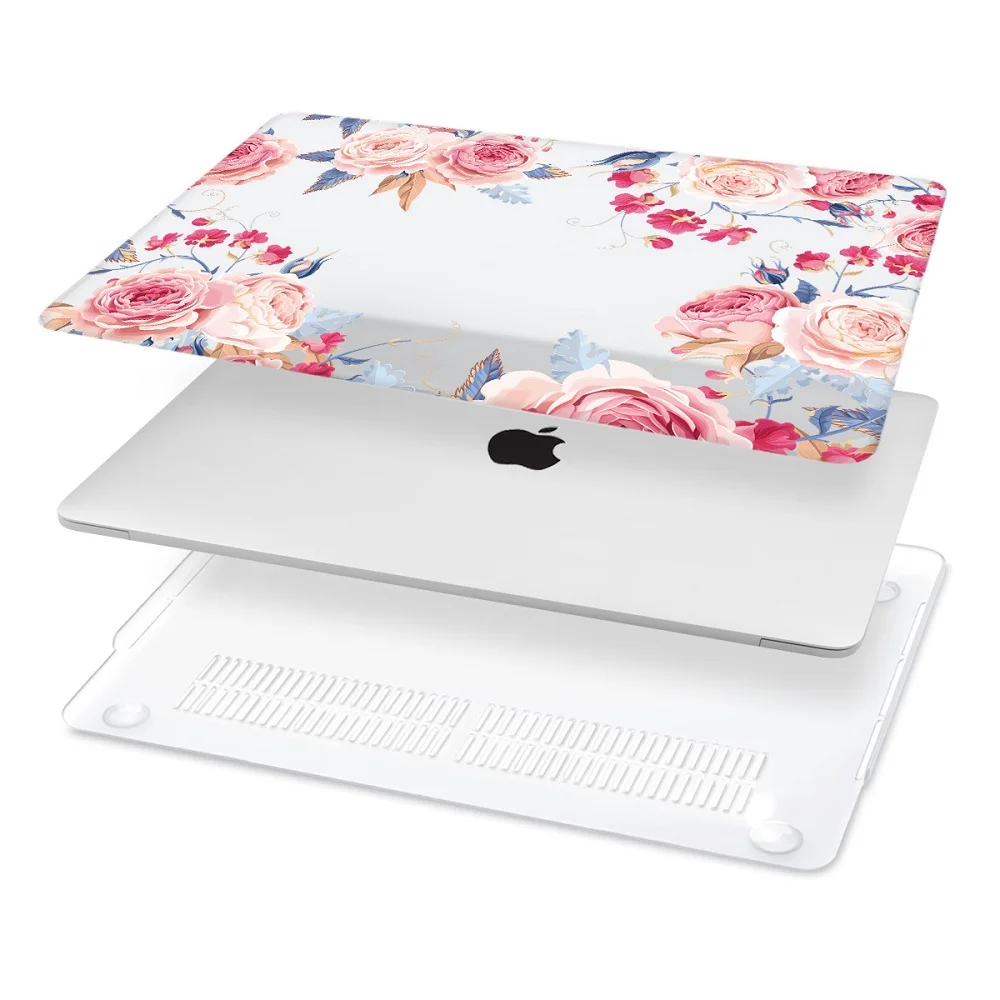Жесткий Чехол для ноутбука с цветочным принтом для Macbook Pro retina 11 12 13 15 Air Pro 15 16 A2141 A1932 A1989 чехол с кристаллами
