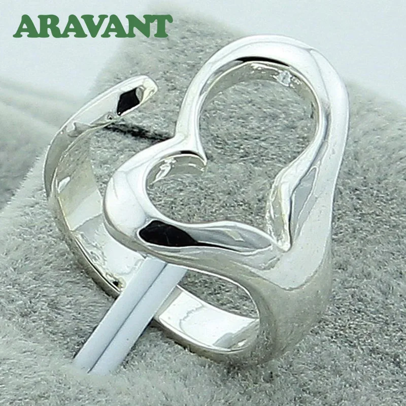 

Silver 925 Heart Ring For Women Wedding 925 Silver Adjustable Finger Ring Jewelry