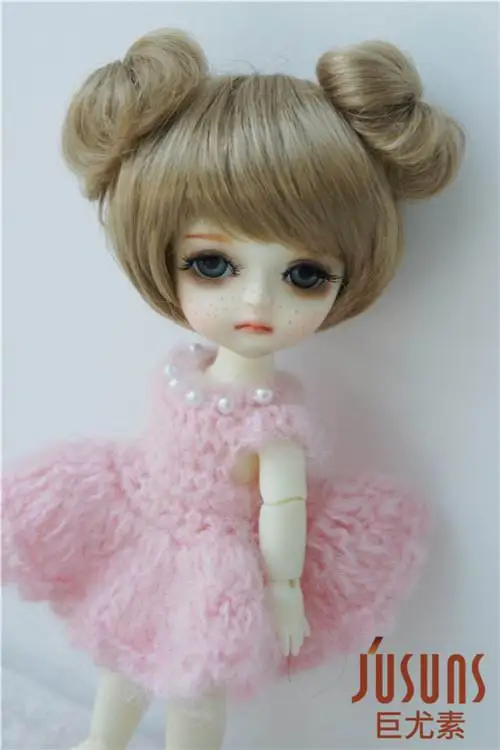 5-6inchLightbrown4B JD301 1/8 1/6 милый синтетический мохер BJD кукольный парик модный двойной круг концентрический хвост Размер 5-6 дюймов 6-7 дюймов аксессуары для кукол - Цвет: 5-6inchLightbrown4B