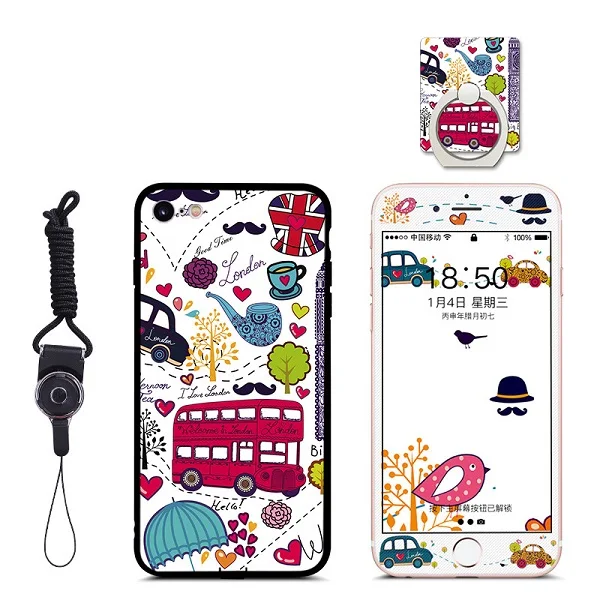 Bird Защитное закаленное стекло с цветным принтом+ чехол для iphone X, 8, 6, 7, 5 s, se, 6s plus, XS max, XR, Защитное стекло для экрана на iphone - Цвет: Bird