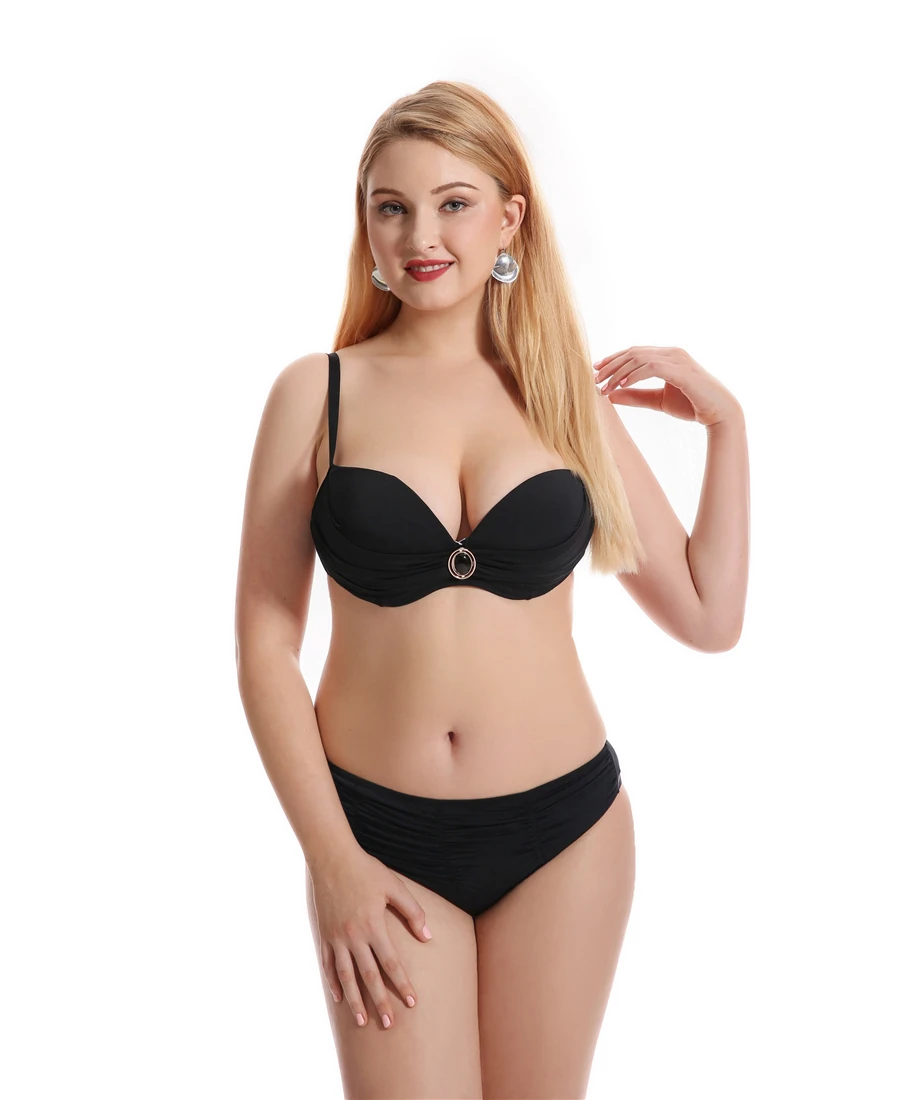 Майка с сердцем 2XL-6XL размера плюс, Одноцветный бикини, комплект бикини, пуш-ап, купальник для женщин, купальник, плюс размер, пляжный купальник для купания