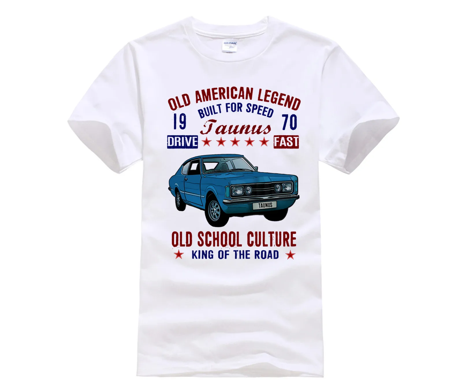 Men's white short sleeve t-shirt VINTAGE AMERICAN CAR TAUNUS 1970 NEW COTTON Fashion T Shirt 100% Cotton | Мужская одежда