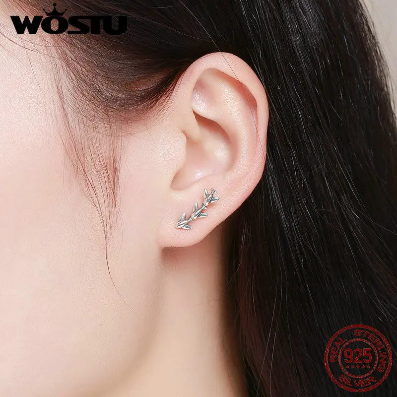 WOSTU Новинка настоящий 925 пробы самолет серебряный самолет серьги гвоздики для женщин модный бренд ювелирные изделия подарок FIE325