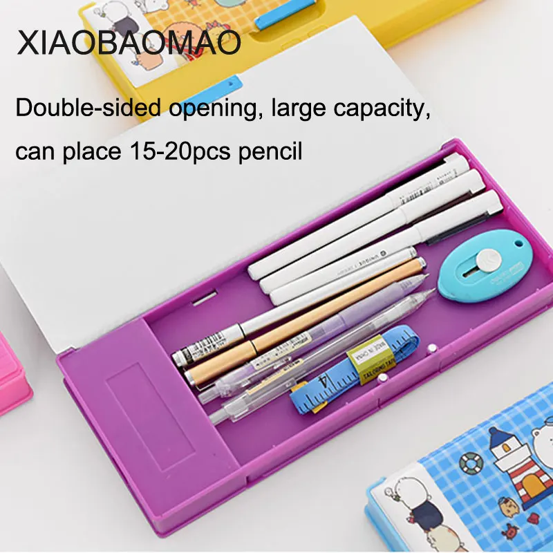 Милые животные Дети многофункциональный пенал с калькулятором двойной открытый