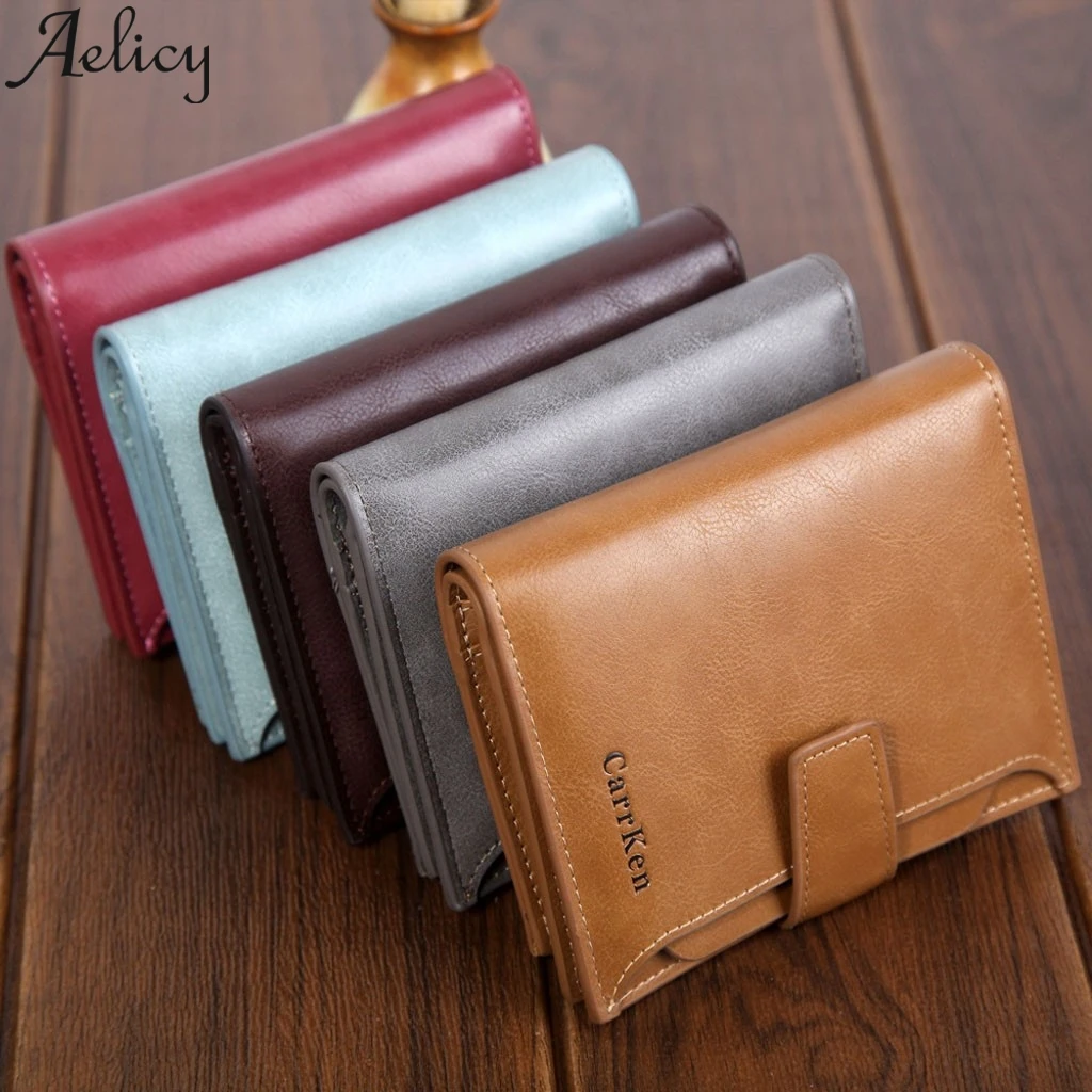 Aelicy Мужской Женский Повседневный короткий кошелек сумочка кожаный для кредитных