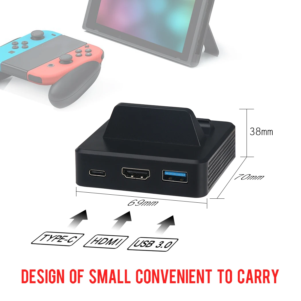Портативный HDMI адаптер type-C для HDMI переключателя, HDMI видео конвертер, док-станция, USB 3,0 порт, компактная сменная зарядная подставка, док-станция