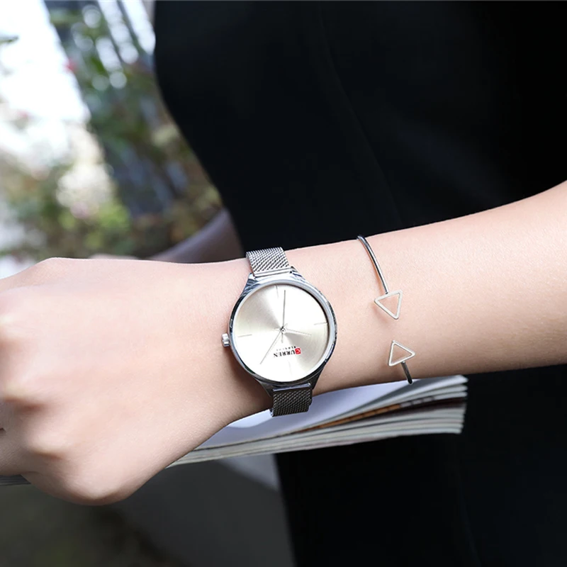 CURREN Fashion Simple Quartz Watches Women New Stainless Steel leather Strap Bracelet Female Wristwatch Casual Ladies Gift Clock | Наручные