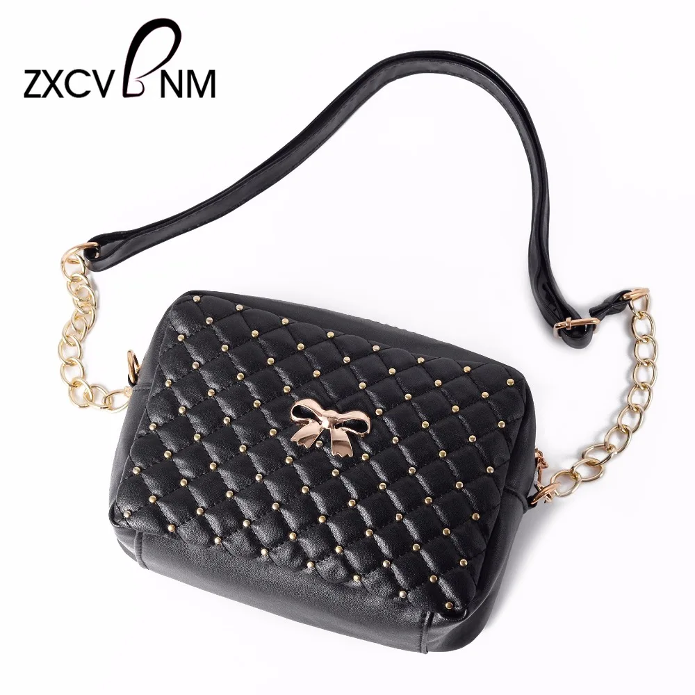 Zxcvbnm новый заклепки цепи сумка сумки Высокое качество Дизайн лук Женская