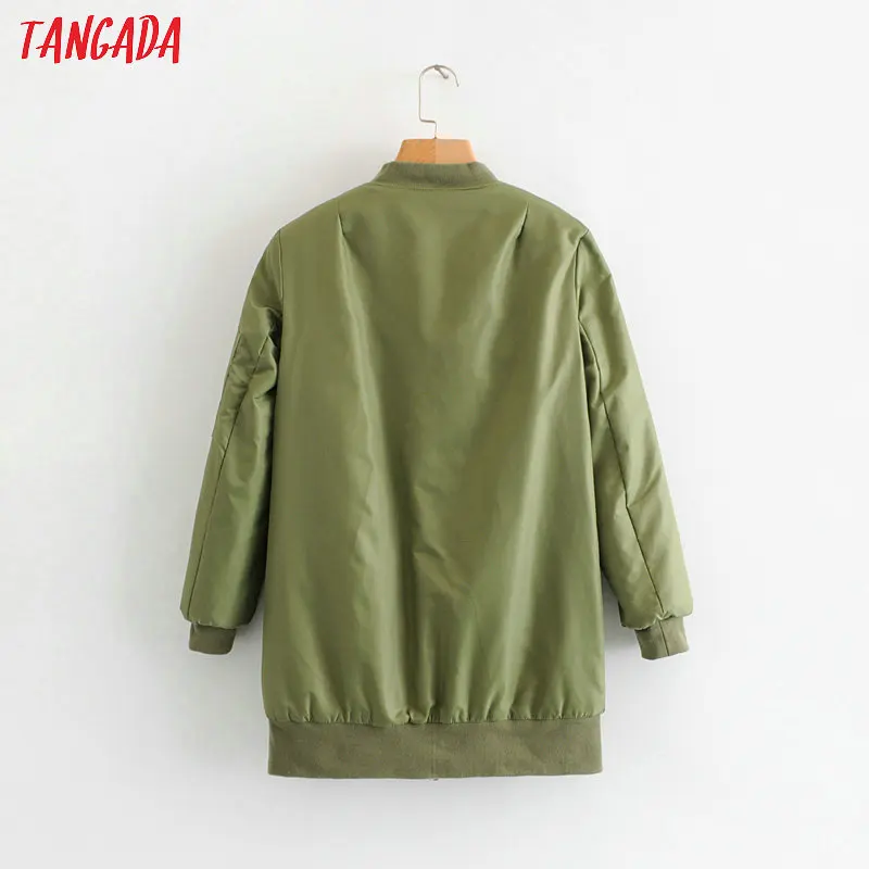 Tangada, женская зимняя куртка, стеганая, высокая, уличная, с хлопковой подкладкой, пальто, карман, повседневная, зеленая, теплая, парка для женщин, SY77