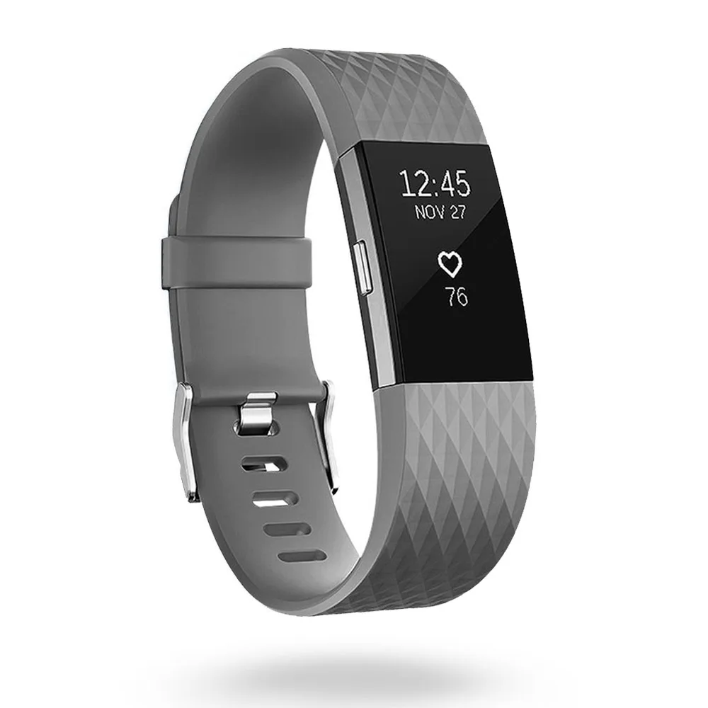 Серый 3D Силиконовые сменные ремешки для браслета Fitbit Charge 2 Смарт-часы Браслет для Fitbit Charge2 ремешок - Цвет: Серый