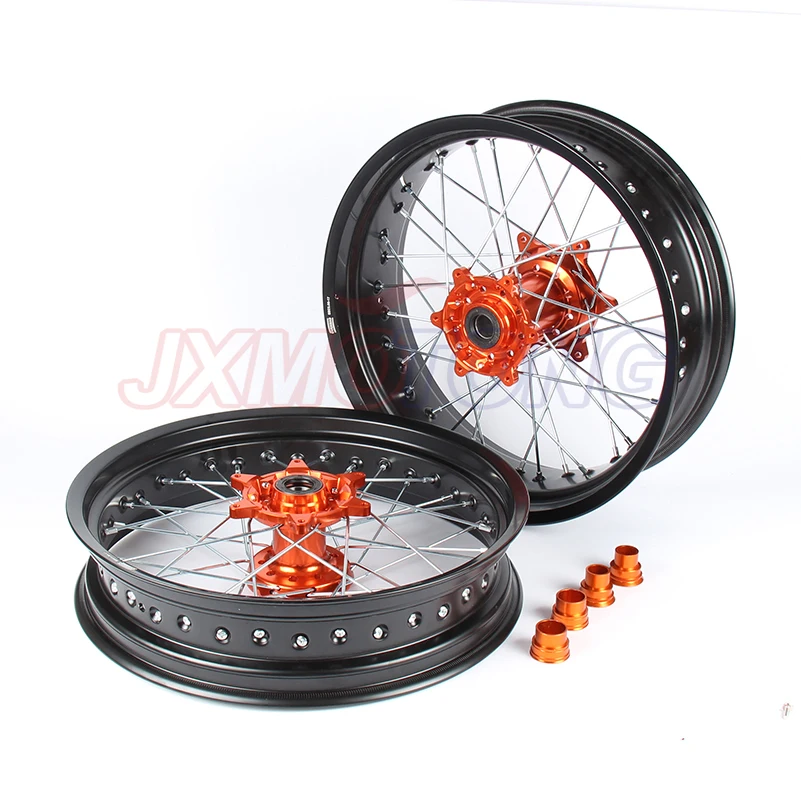 3,5/5,0*1" Supermotard колеса для KTM SXF EXC-R XC-F SX EXC 300 450 125 250 350 530 2003- 2008 2007 оранжевый концентратор черная оправа