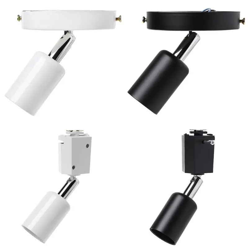

New Loft Minimalist E27 Track Light Holder Universal Connector Direction Adjustable Rail Lamp Ceiling Lights 2019