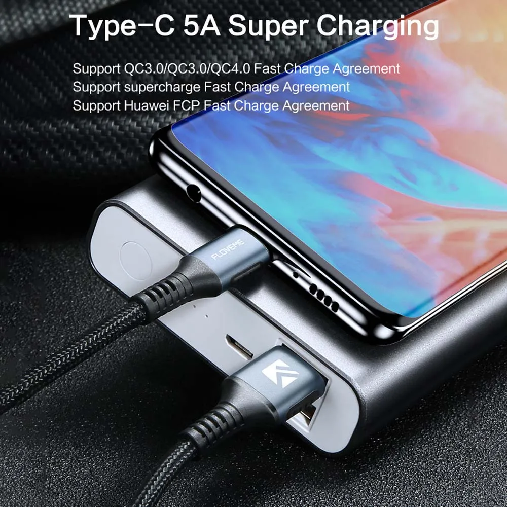 FDBRO 2020 Новый USB Type C 5A кабель 3.4ft-3 0 к шнур быстрое зарядное устройство USB-C Type-C для