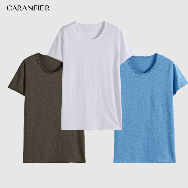 CARANFIER 3 шт. 4 5 футболка летняя новая мужская с коротким рукавом Лоскутная