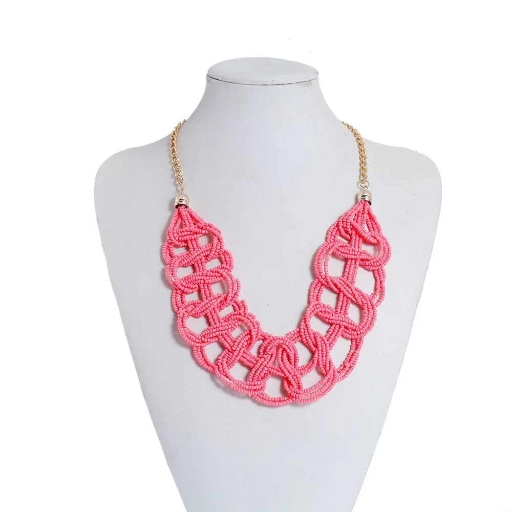 DoreenBeads Стекло Boho Chic Бисер Заявление Ожерелье золото золотой цвет Красный Черный