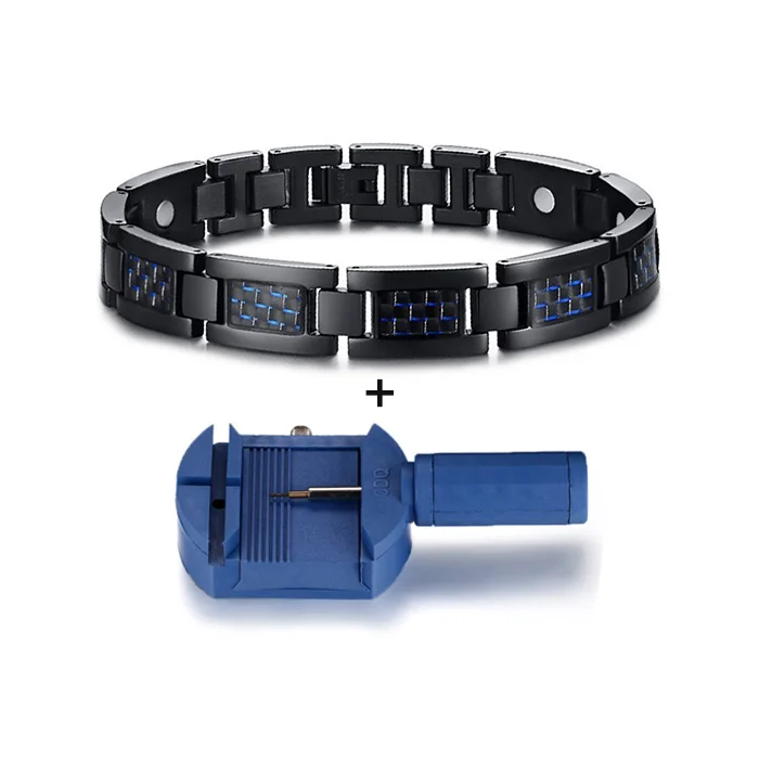 blue with tool Vinterly синий браслет из углеродного волокна Мужская Ручная цепочка энергетический германий магнитный браслет мужские браслеты из нержавеющей стали браслеты - Окраска металла: blue with tool
