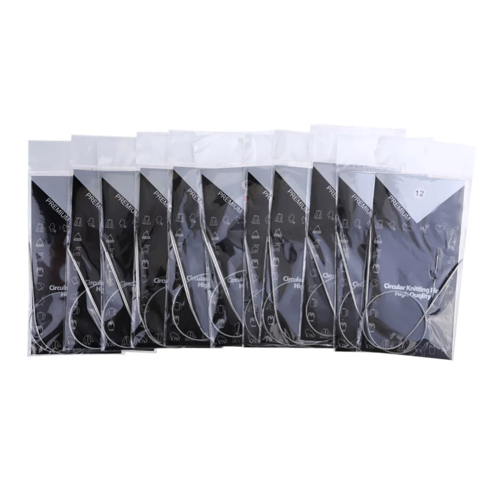 11 шт./компл. круговой Вязание иглы Нержавеющая сталь вязальные крючки Иглы