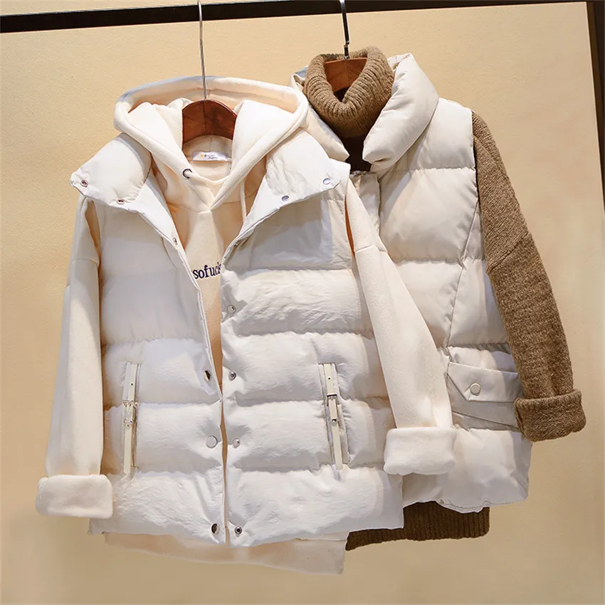 Новинка 2019 осенняя Женская однотонная пуховая хлопковая жилетка женская