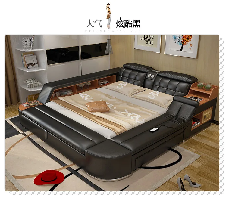 Muebles De Madera мебель Лидер продаж Moveis Para Quarto современный комплект для спальни Массажная мягкая кровать с Hifi динамиком Bluetooth