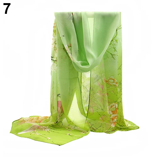 Женский шифоновый шарф средней длины с цветочным принтом |