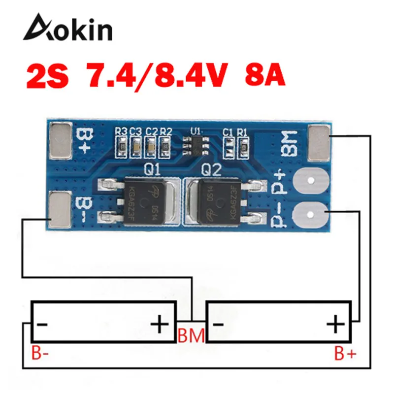 Защитная плата литий ионного аккумулятора 7 4 В 8 18650 BMS 2s PCM 15A пиковый