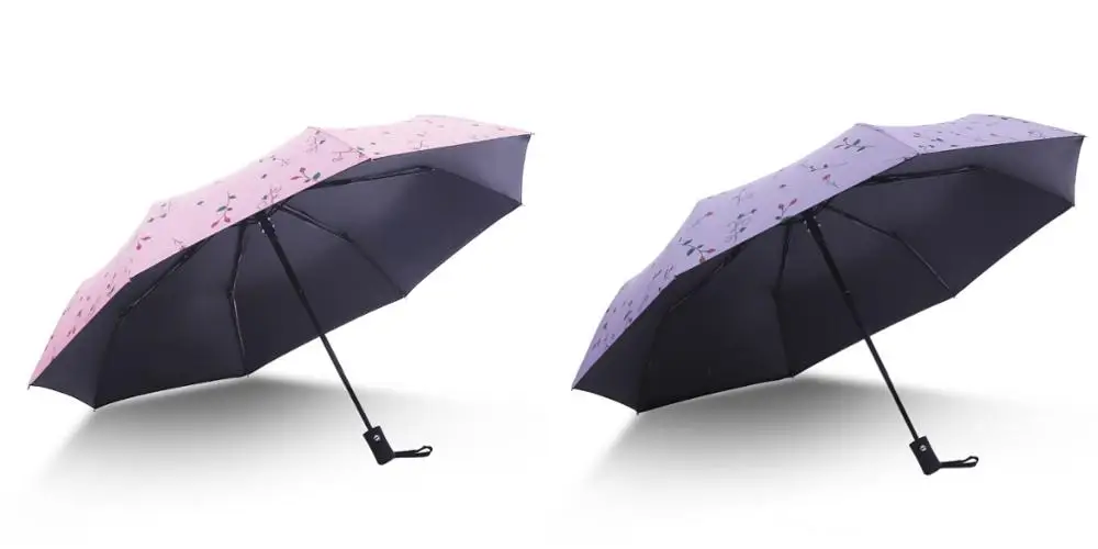 Pink and Purple Ветрозащитный складной автоматический зонт от дождя для женщин, роскошные большие ветрозащитные зонты от дождя для мужчин с черным покрытием 8K - Цвет: Pink and Purple
