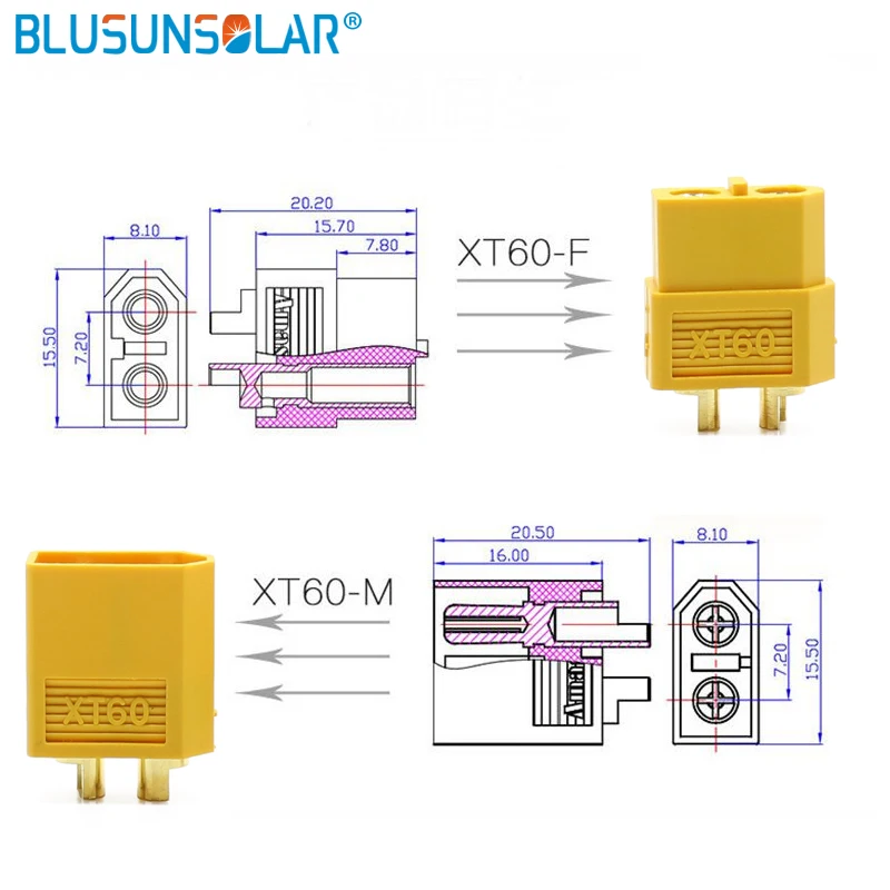 Высококачественный нейлоновый женский и мужской аккумулятор XT 60 RC Connector-DZ0094