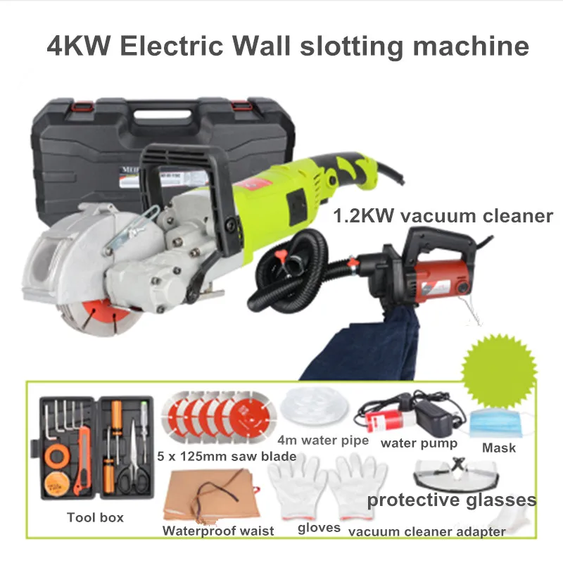 

Electric Wall Chaser Groove Cutting Machine Wall slotting machine Steel Concrete cutting machine 4KW 40MM + 1.2KW vacuum clean