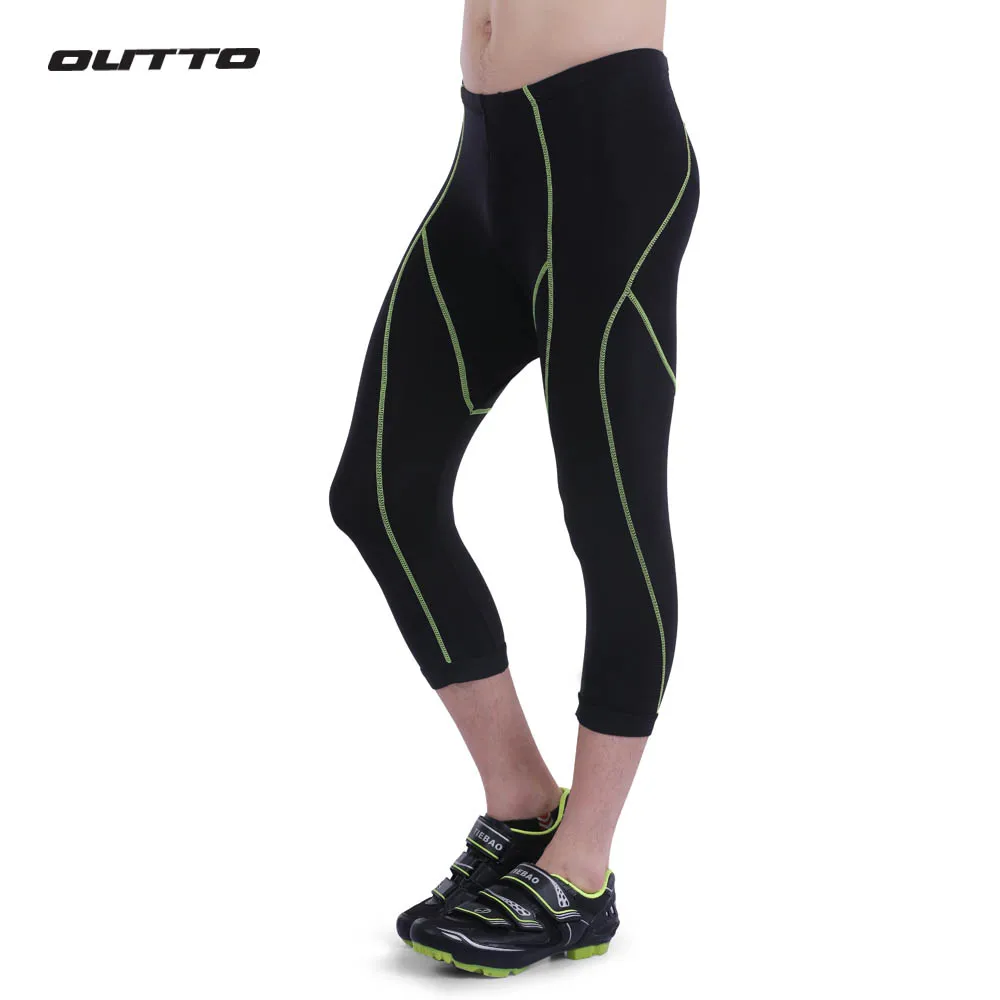 

Outto Men's Cycling Shorts Gel 3D Padded Bicycle 3/4 Pants Breathable Lycra Summer Road Bike Shorts Reflective Bicycle Tights