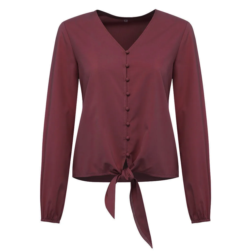 Женская сексуальная блуза с v образным вырезом и пуговицами модные топы длинным
