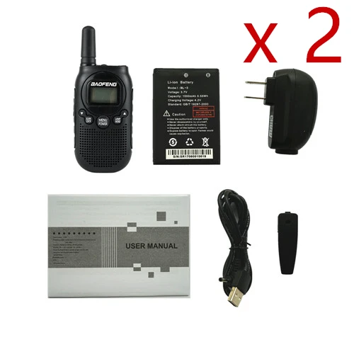 2pcs Without Box Мини-рация Baofeng T6 FRS PMR портативная двухсторонняя радио BF-T6 для детей игрушка радиоприемник FM трансивер Woki Toki BFT6 - Цвет: 2pcs Without Box
