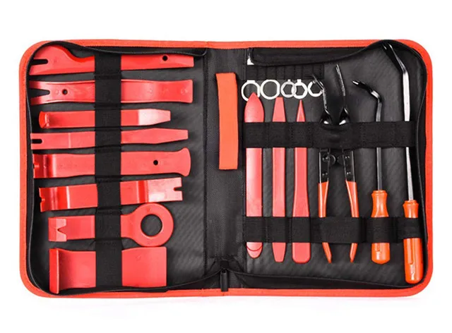 19pcs tool Kit Набор инструментов для удаления автомобильных обрезок, авто панель, аудио радио, установка для удаления, ремонтные инструменты, Комплект крепежа, удаление с сумкой для хранения - Название цвета: 19pcs tool Kit