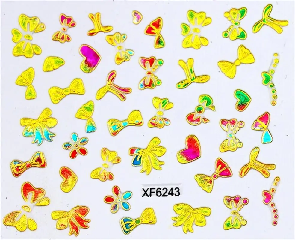Фиолетовый водонепроницаемый стикеры 3D на ногти Nail Art для переноса воды DIY неправильный дизайн ногтей Советы Аксессуары инструмент украшения XF6254B - Цвет: XF6243