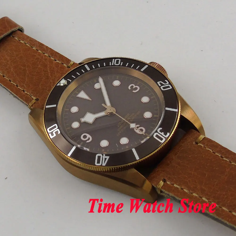 Мужские автоматические часы corgтело 41 мм кофейный стерильный циферблат 20 атм