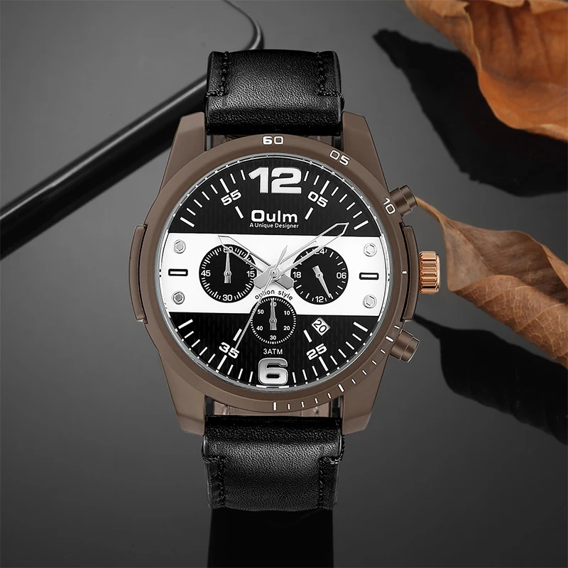 OULM спортивные Классические кварцевые часы для мужчин 3 дополнительных